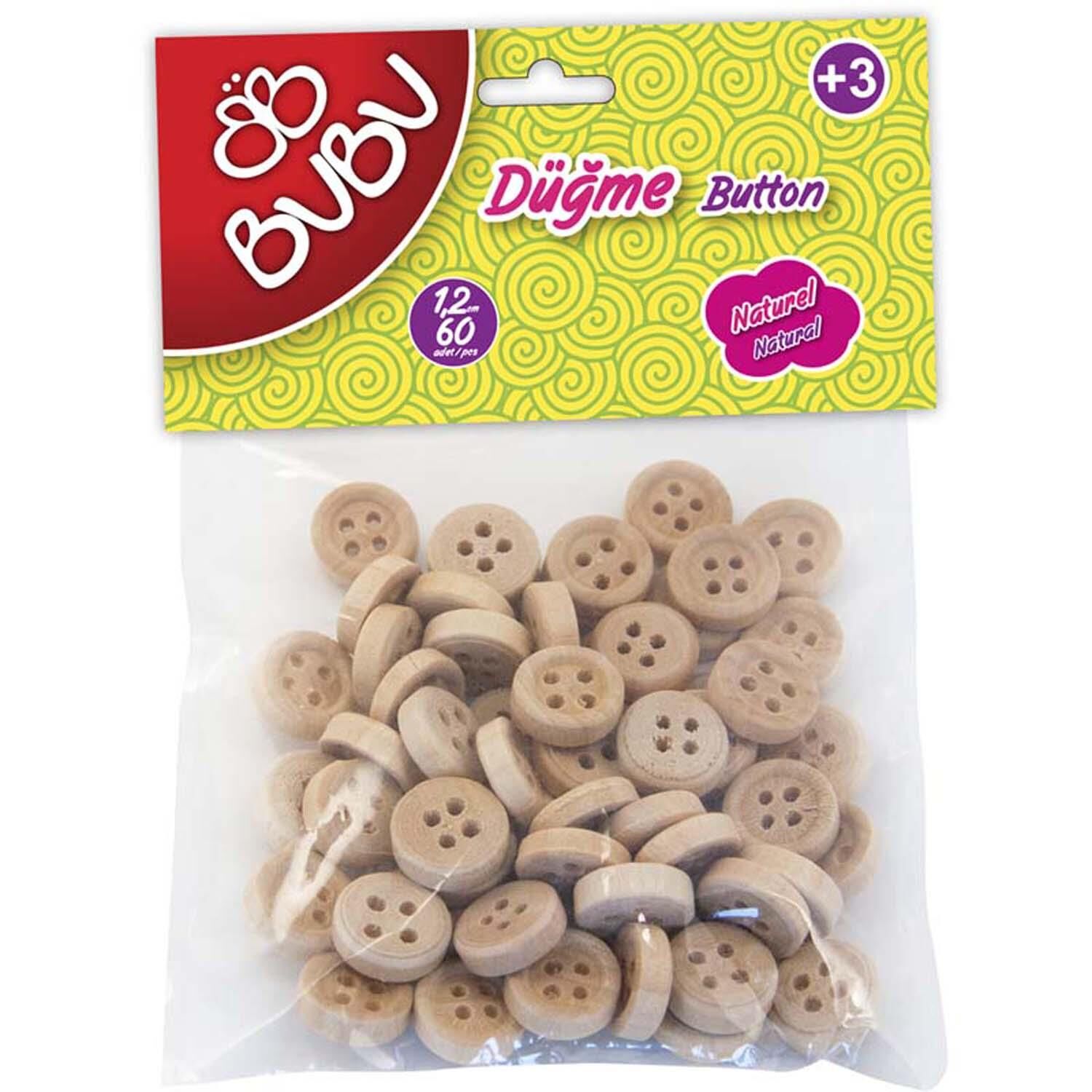 Bubu Düğme 1.2Cm 60Lı Natural