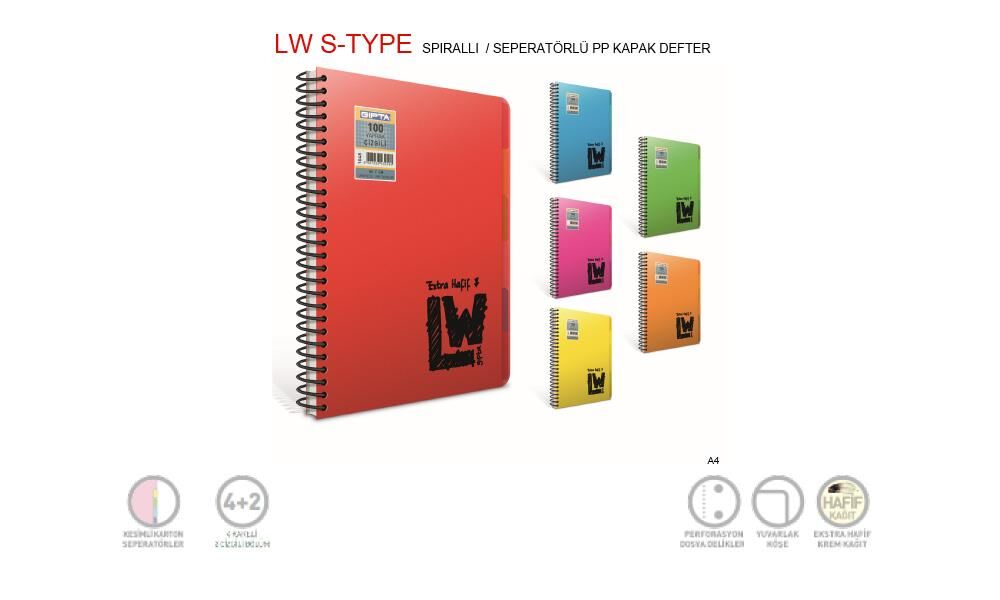Gıpta Lw S-Type A4 200yp 4+2 Sep.Pp Kp. Defter