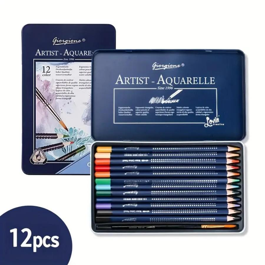 Giorgione 12 Li Aquarelle Boya Kalemi Metal Kutu G-SR12
