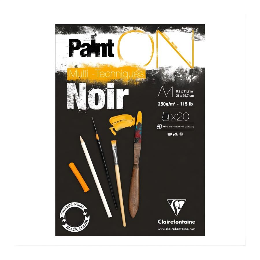 Clairefontane Paint-On Karışık Teknik Siyah Blok A4 250gr 20yp
