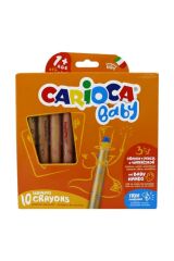 Carioca Jumbo Bebek Ahşap Gövdeli Boya Kalemi 10 Renk Kalemtraş 3in1