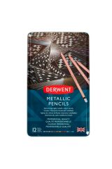 Derwent Kuru Boya Kalem Seti Metalik Renkler 12li Metal Kutu