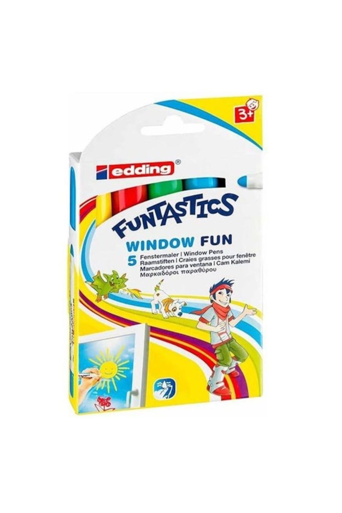 Edding Funtastics Yuvarlak Kalın Uçlu Cam Kalemi 5li Set