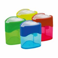 Bu-Bu Şeffaf Kalp Kalemtraş Çift Delikli Hazneli