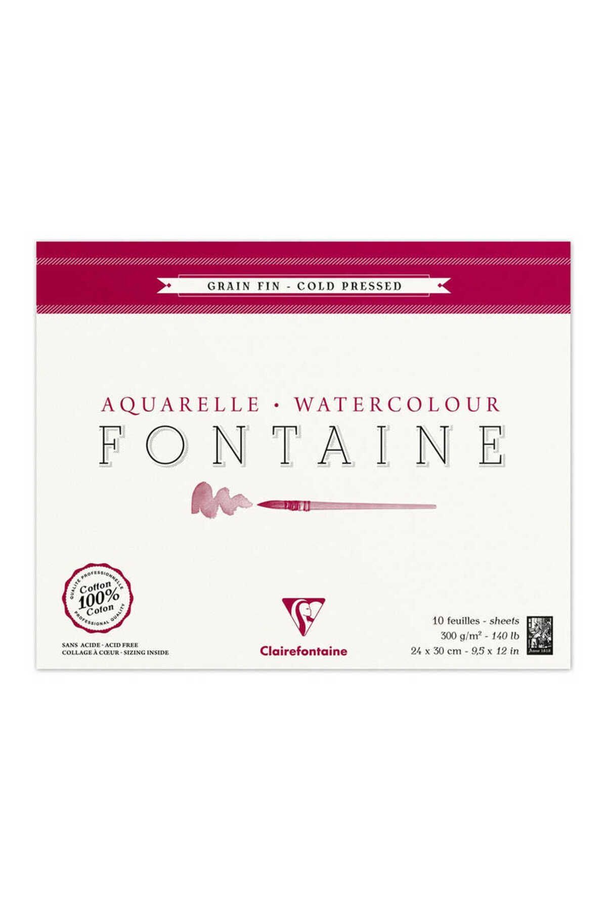 Clairefontaine Fontaine Sulu Boya Bloğu 24x30cm 300gr 10yp Dokulu Uzun Kenarı Yapışkanlı