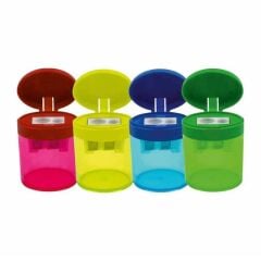 Bu-Bu Şeffaf Elips Kalemtraş Çift Delikli Hazneli