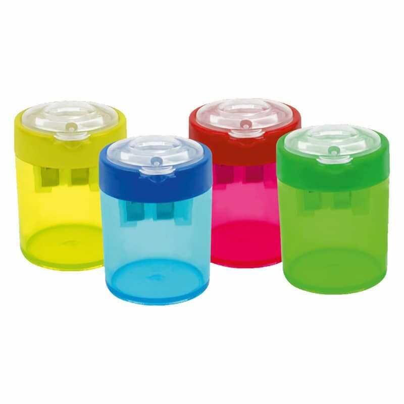 Bu-Bu Şeffaf Silindir Kalemtraş Çift Delikli Hazneli