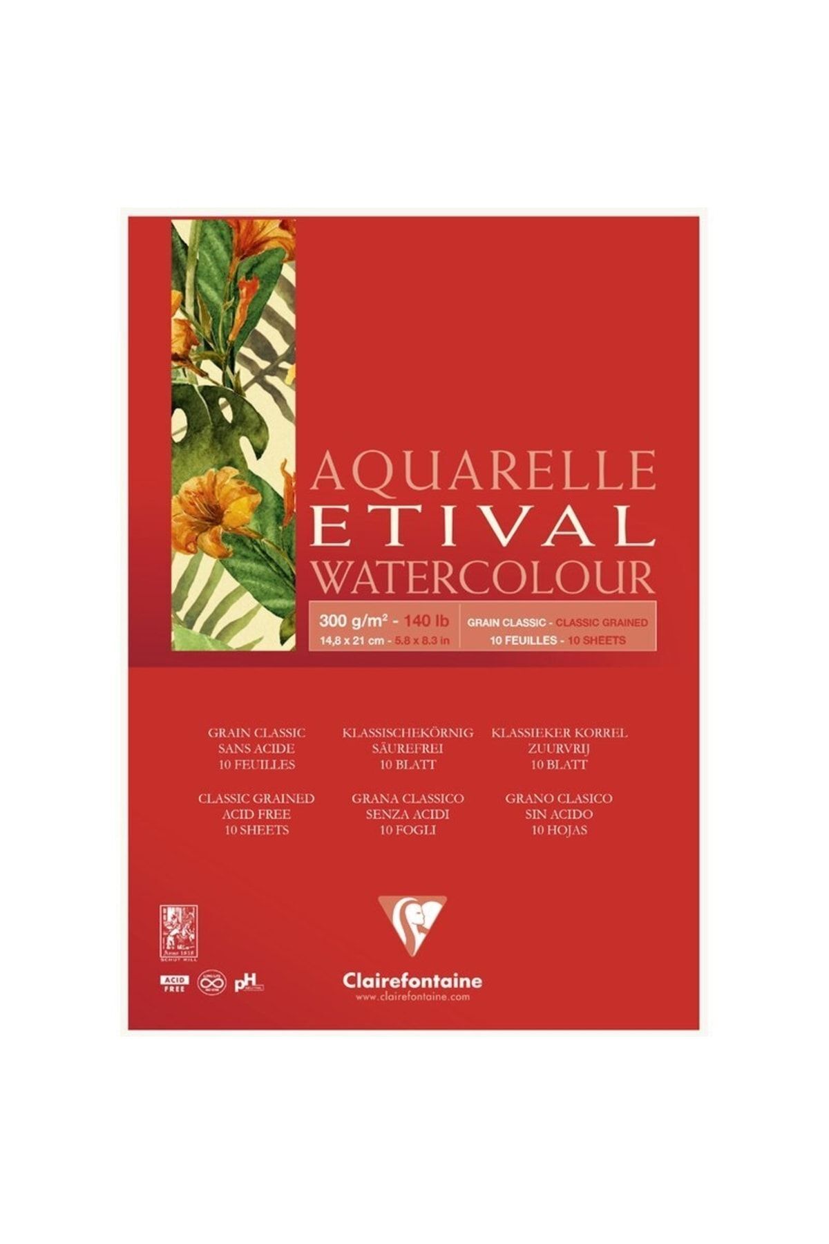 Clairefontaine Etival A5 300gr Üstten Yapışkanlı 15yp Suluboya Blok