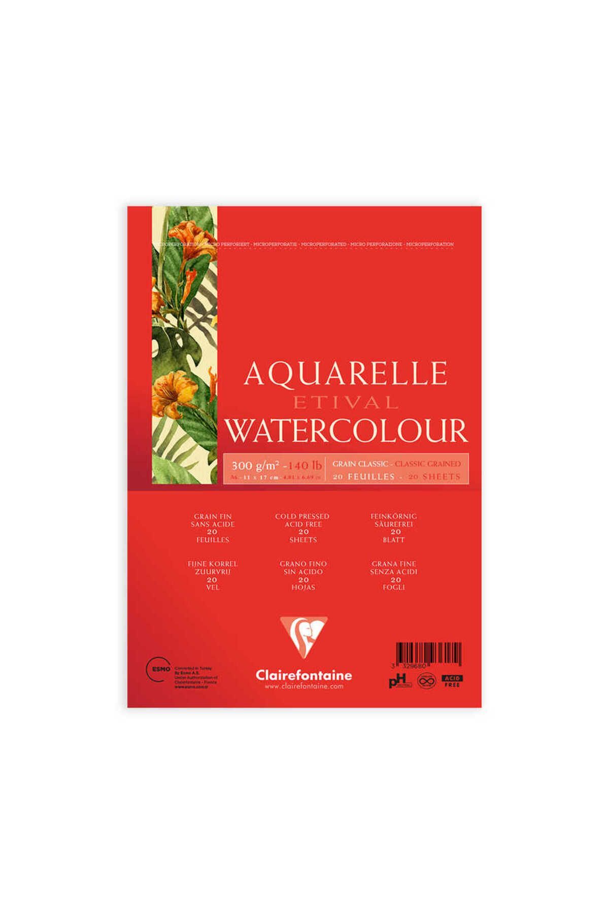 Clairefontaine Etival A6(11X17cm) 300gr Üstten Yapışkanlı 15yp Suluboya Blok