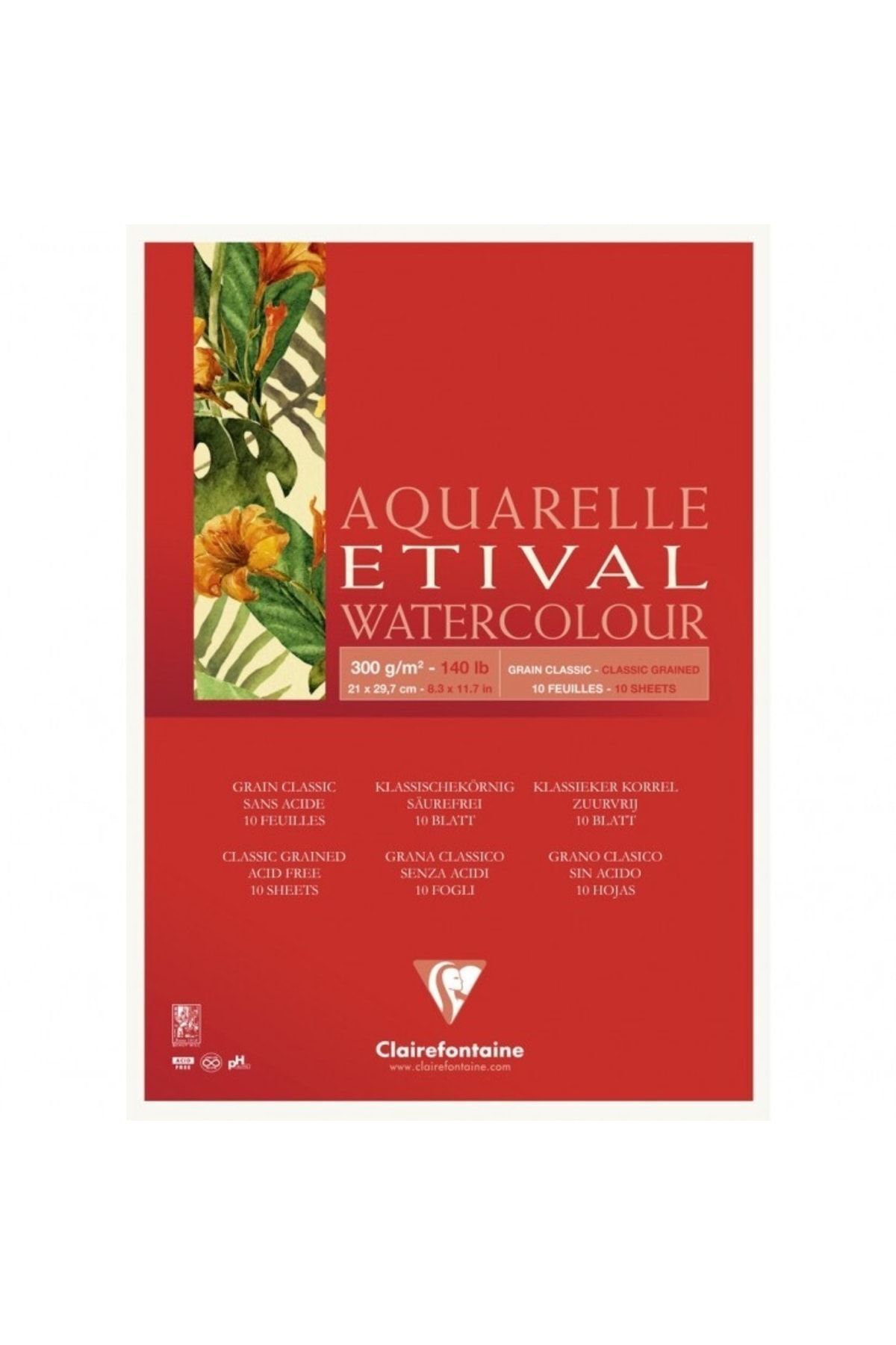 Clairefontaine Etival A4 300gr Üstten Yapışkanlı 15yp Suluboya Blok