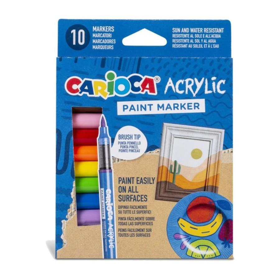Carioca Akrilik Paint Marker Su Bazlı Fırça Uçlu 10lu
