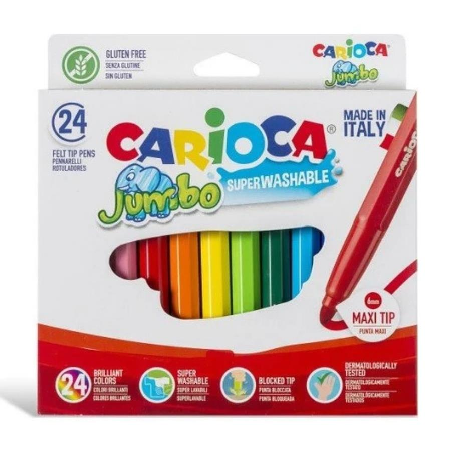 Carioca Bravo Jumbo Süper Yıkanabilir Keçeli Boya Kelimi 24lü
