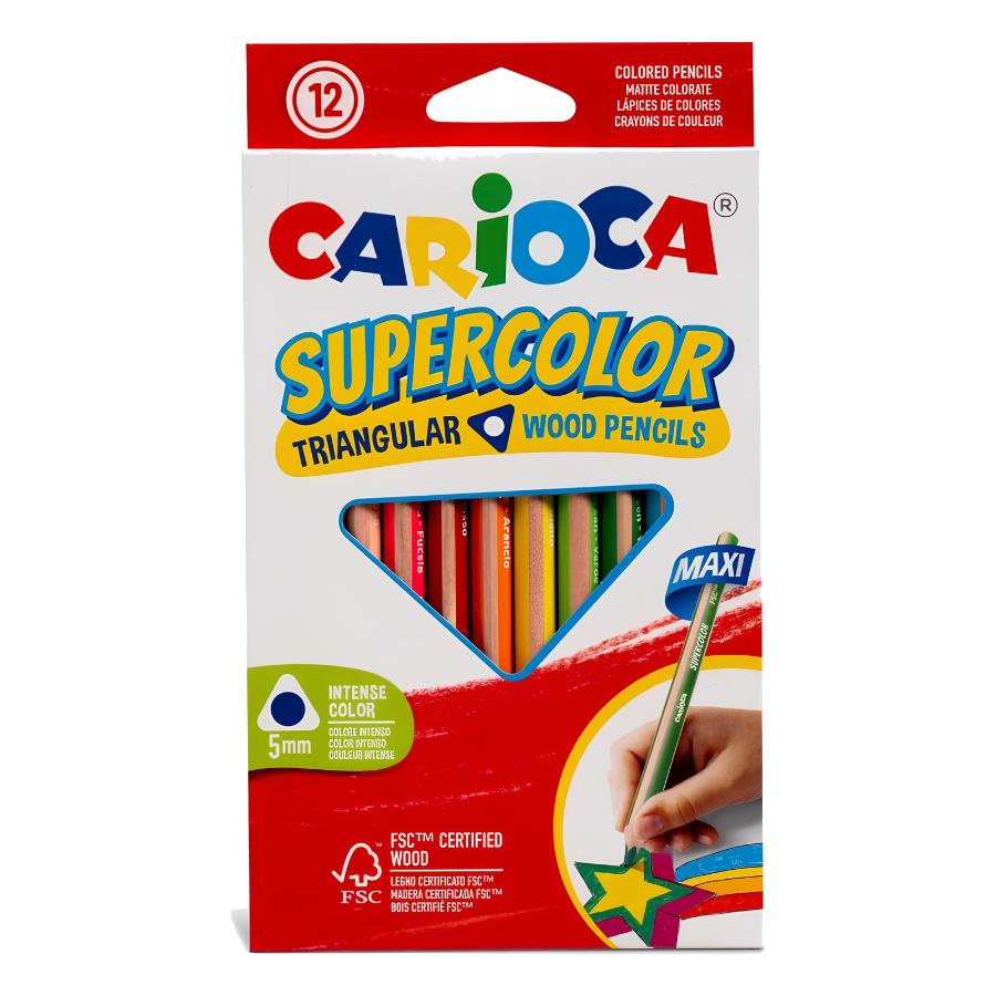 Caricoa Süpercolor Maxi Üçgen Kuru Boya12li