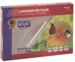 Kraf Laminasyon Filmi Parlak A5 125Mic 100Lü 2125
