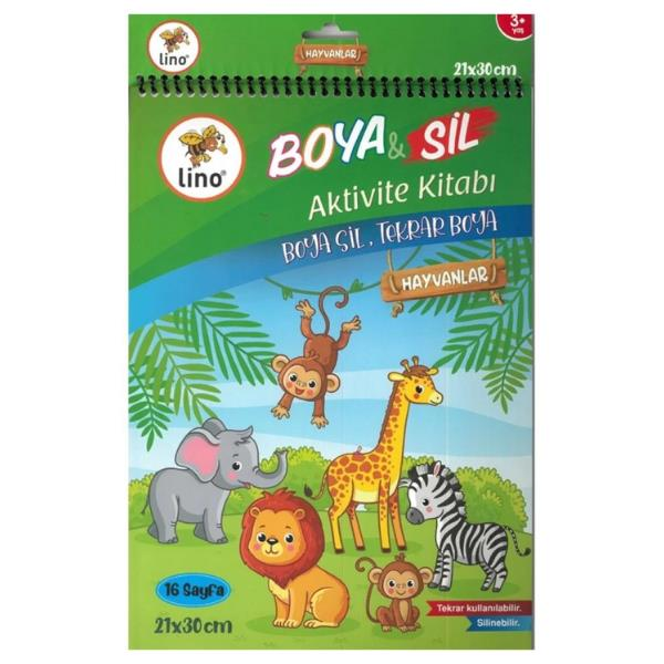 Lino Boya & Sil Aktivite A4 Boyama Kitabı Hayvanlar