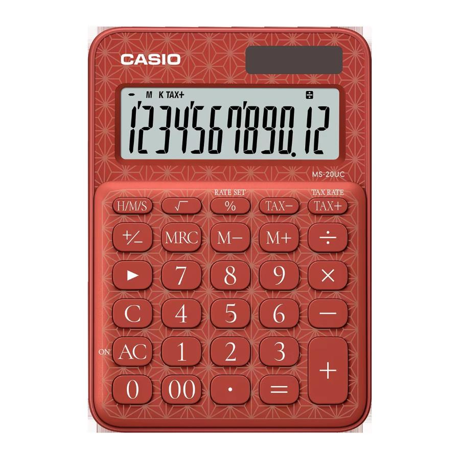 Casio MS 20UC JRD Kırmızı Desenli Masaüstü Hesap Makinesi