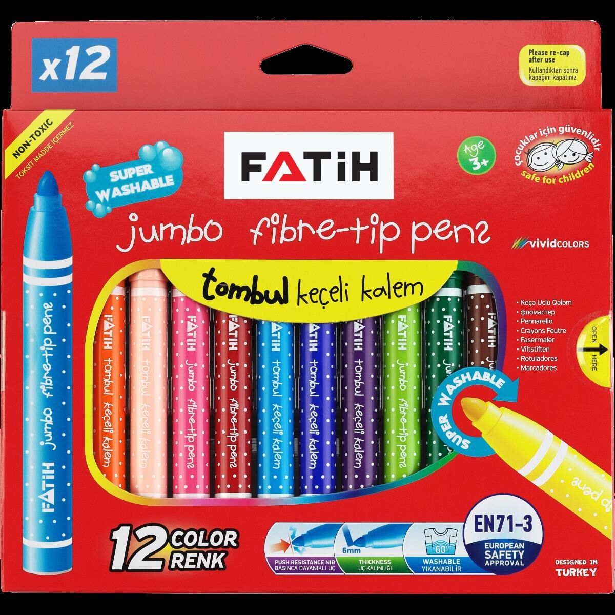 Yıkanabılır K. Kalem Jumbo 12'Lı Fatıh