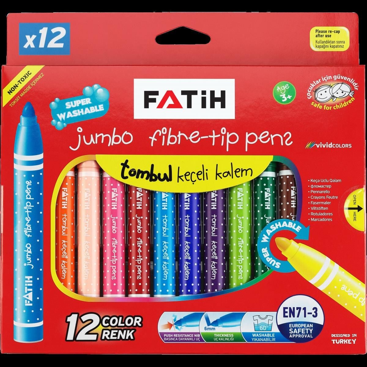 Yıkanabılır K. Kalem Jumbo 12'Lı Fatıh