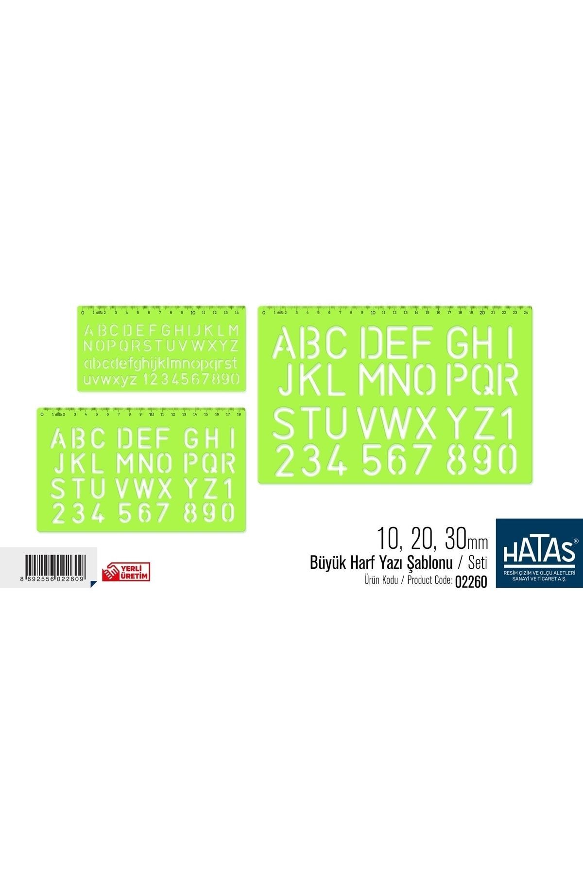 Büyük Harf Yazı Şablonu Set 10-20-30 Mm